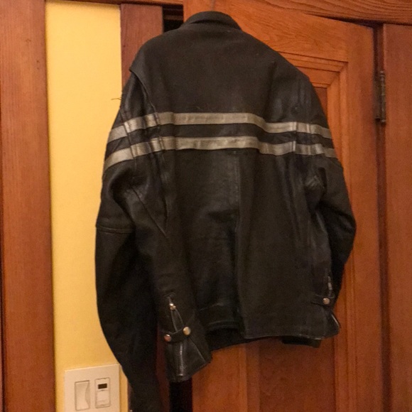 A leather motorcycle jacket